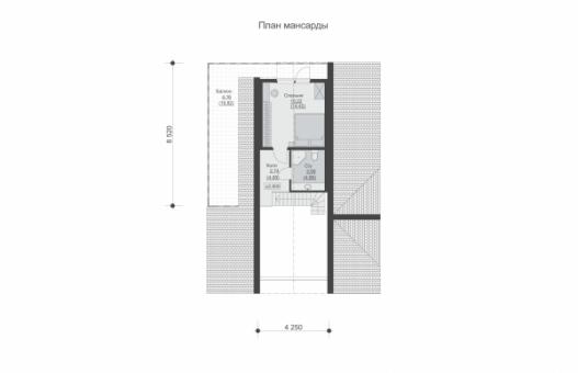 Одноэтажный дом с мансардой, террасой и балконом